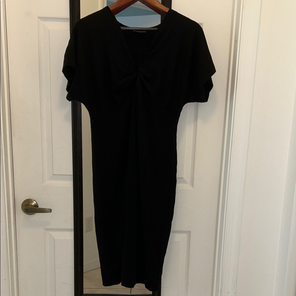 Bobeau Elegant Black stretchy Midi Dress rayon knit blend midweight VGC